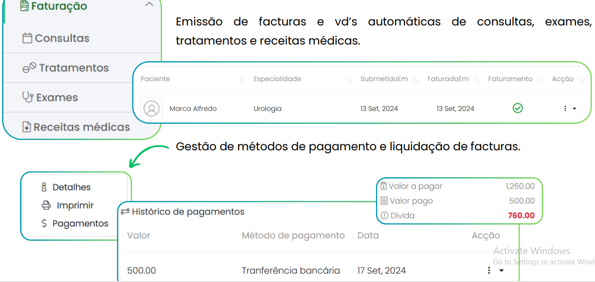 Facturação e Pagamentos